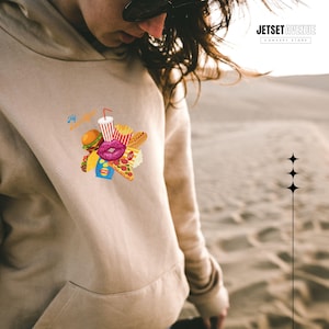 Retro Fast Food Lover Unisex Hoodie - Zabawny projekt My Love Affair z burgerem, taco, frytkami, pizzą i napojem gazowanym - Przytulny prezent dla smakoszy