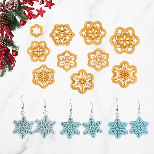 Christmas Snowflake Polymer Clay Cutters | 10 Shapes Clay Cutters Set | Christmas Clay Earrings Cutters | Winter Holiday Cutter