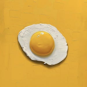 Fried Egg Abstract Painting | Playful Food Art | Yellow & White Texture Wall Decor