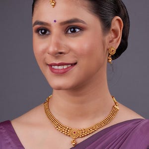Antique Gold Necklace/South Indian Jewelry/Temple Jewelry/Guttapusalu Necklace/Wedding necklace/Bridal necklace/Indian necklace/Gift for Mom