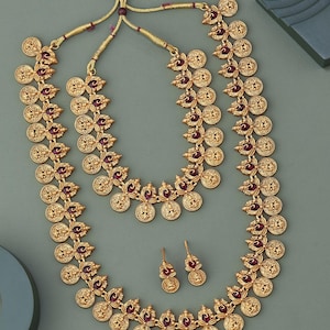 Gold Plated Lakshmi Choker: Kundan Temple Necklace Set