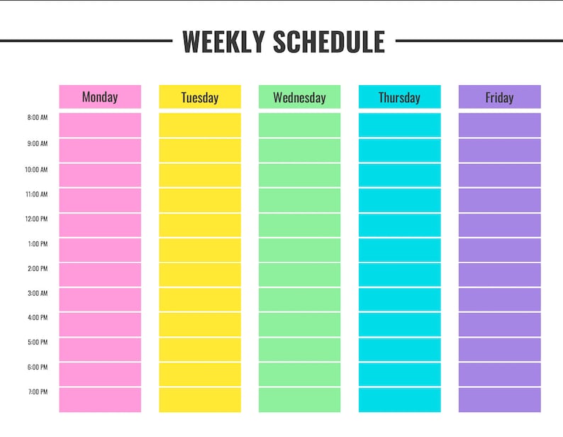 Weekly Schedule Printable Template - Etsy