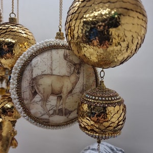Set di ornamenti natalizi Golden Forest: cristalli Swarovski e velluto