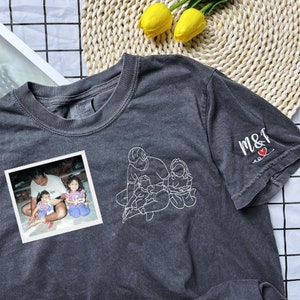 Embroidered Photo Shirt, Potrait From Photo Shirt, Custom Dad Shirt With Photo Embroidery Comfort Colors® Shirt, Personalized Dad Shirt