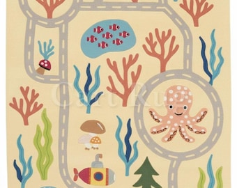 Hand Tufted Rug With Sea Theme Design: Wool Under The Sea Nursery Rug