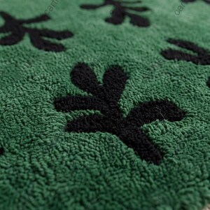 Green Abstract Rug, Modern Botanical Carpet, Minimalist Living Room Rug, Handmade Style Area Rug, Dark Green Black Pattern Rug.