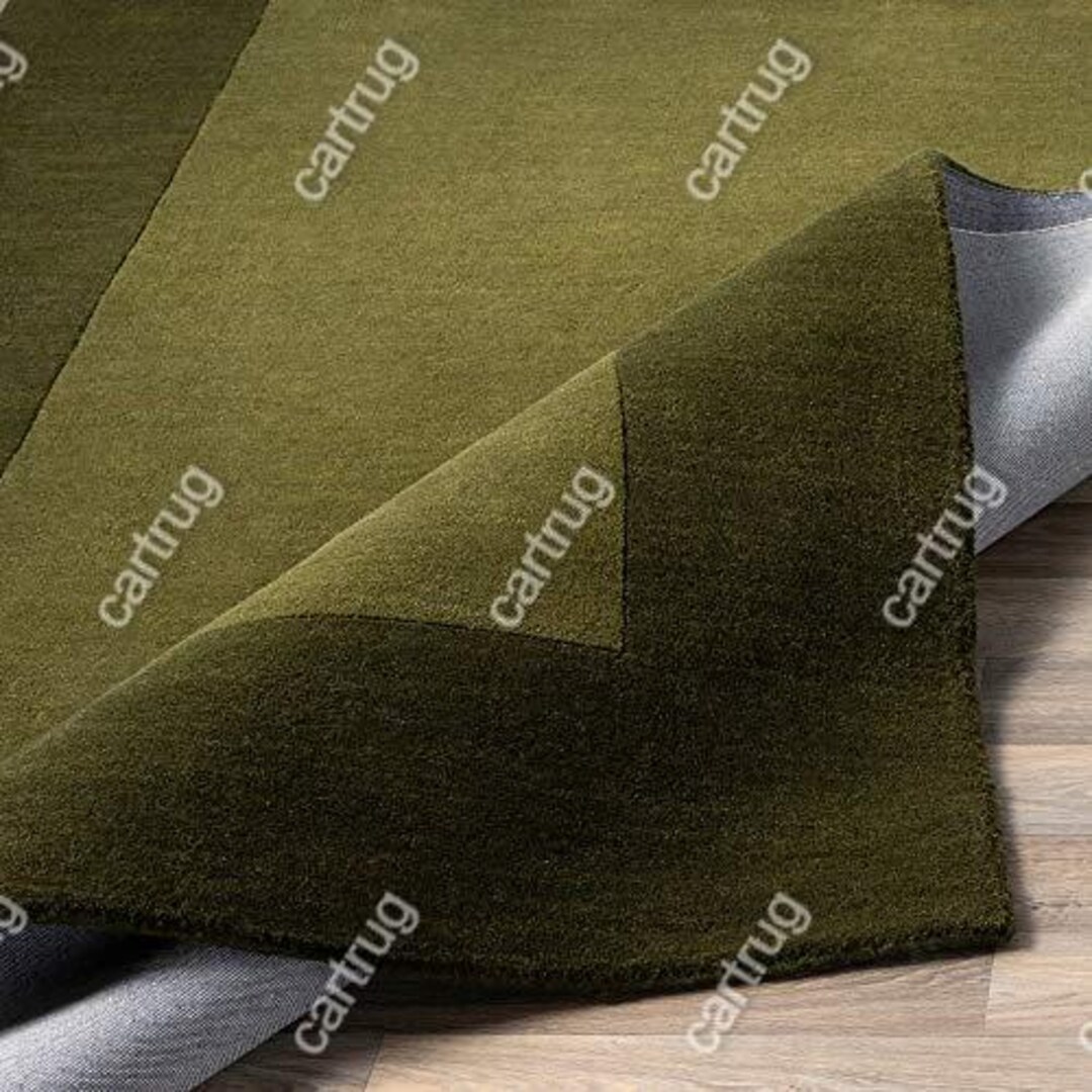 Modern Olive Green Area Rug, Minimalist Border Rug, Contemporary Living ...