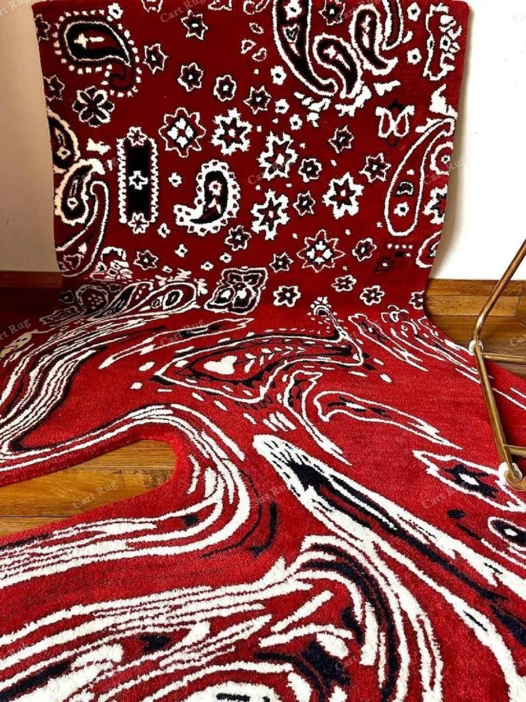 Red Psychedelic Hand Tufted Rug, Abstract Bandana Area Rug - Etsy