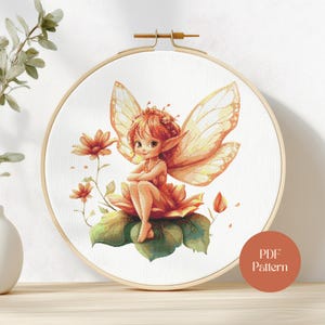 Flower Fairy Cross Stitch Pattern: Fantasy Embroidery (PDF Download)