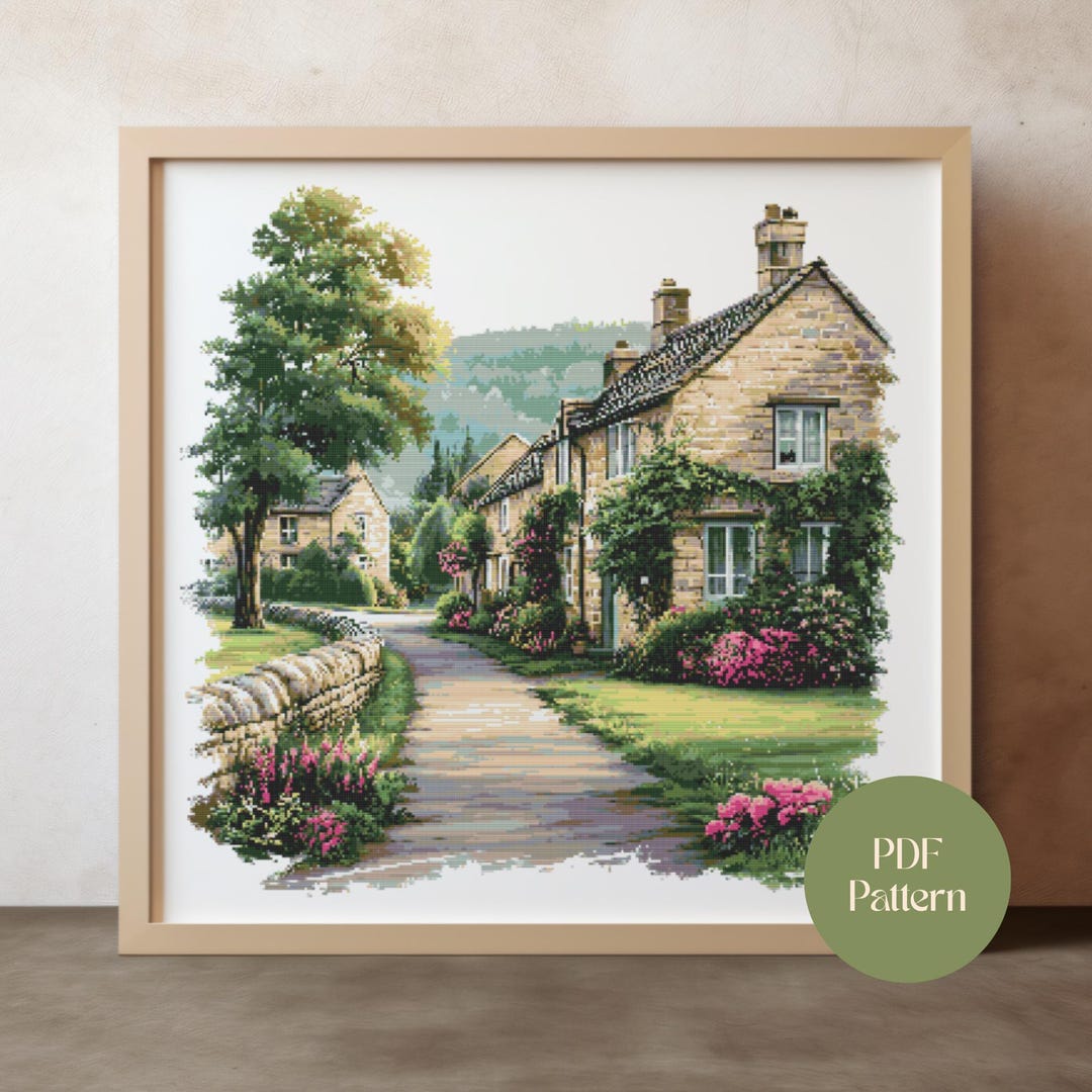 English Village Cross Stitch Pattern House PDF Country Cottage Garden ...
