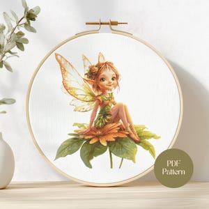 Flower Fairy Cross Stitch Pattern - Instant PDF Download | Easy Embroidery Pattern