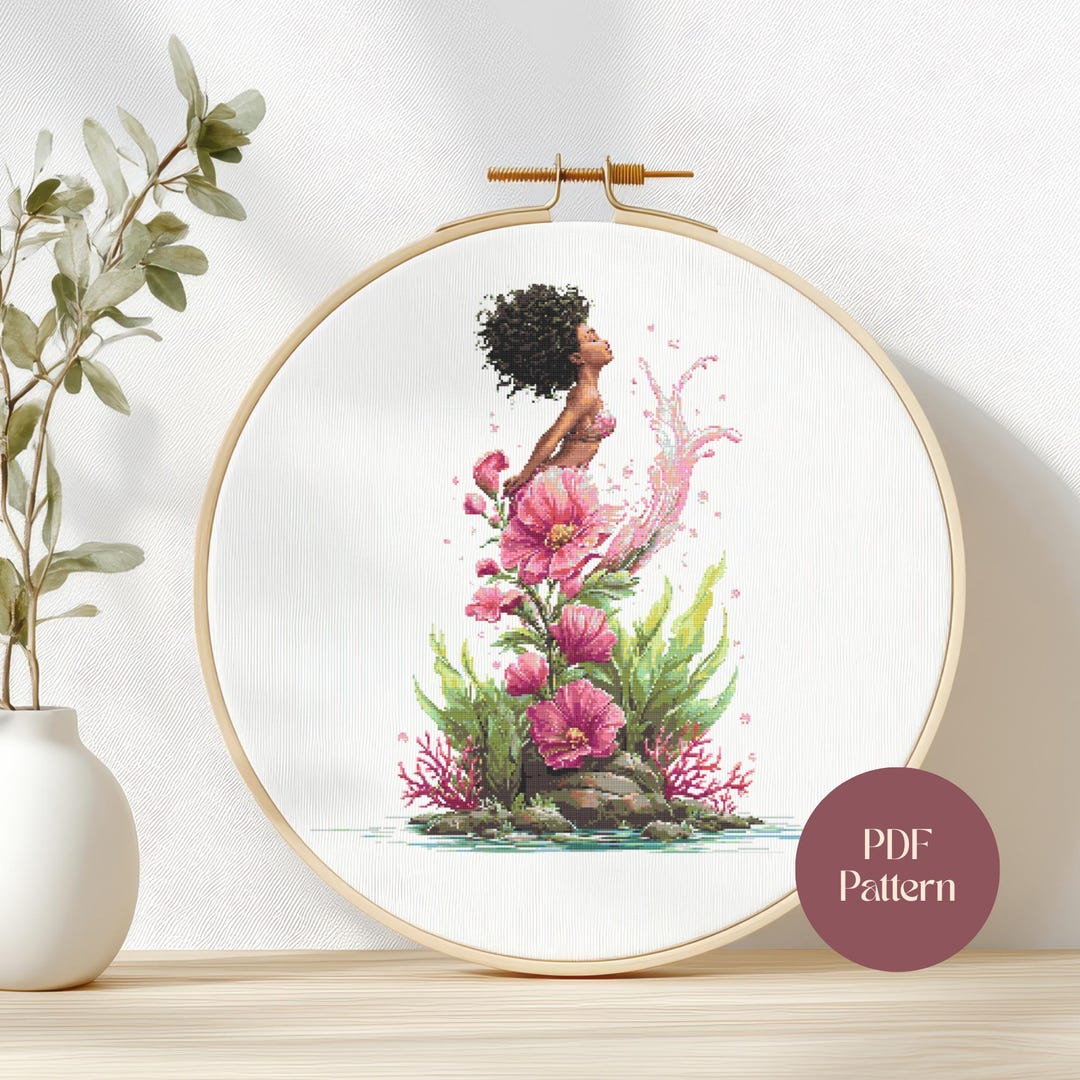 Mermaid Cross Stitch Pattern Fantasy Ocean Princess (PDF Downloadable ...