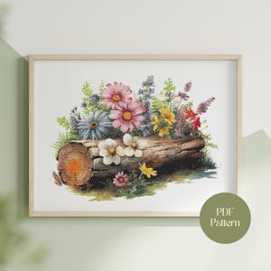 Wildflower Garden Cross Stitch Pattern: Cottagecore Floral Embroidery (PDF Download)