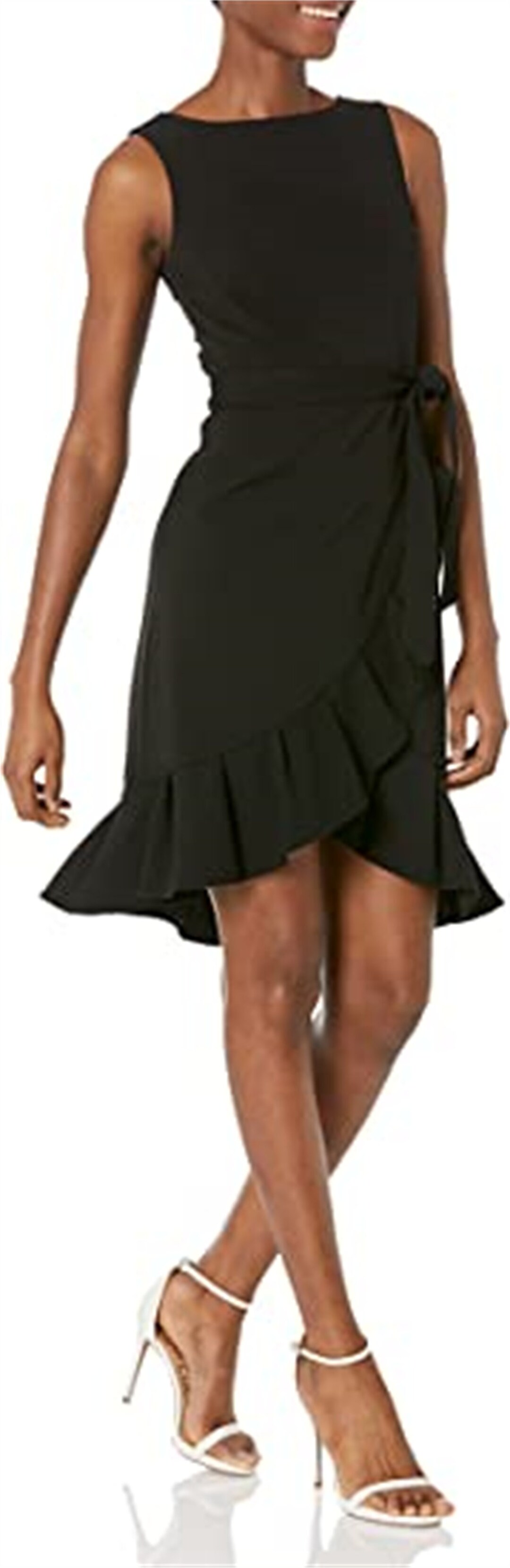 calvin klein sleeveless flounce-hem a-line dress Women's Cocktail With Wrapping Flounce Hem No outfit is complete