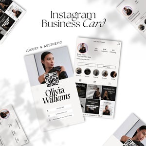 Codice QR per biglietti da visita Instagram / Modello di biglietto da visita per agenzia di marketing digitale / Biglietto da visita per parrucchiere Instagram / Piccola impresa