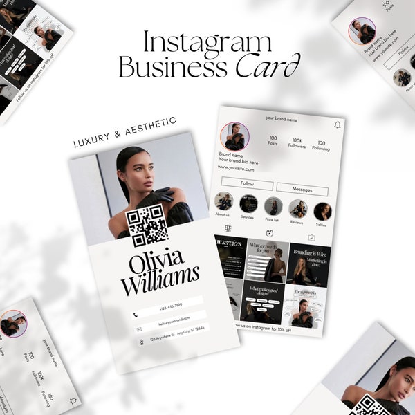 Instagram Business Card QR Code | Digital marketing agency Business Card Template | Hair salon Business Card Instagram | Small Business
