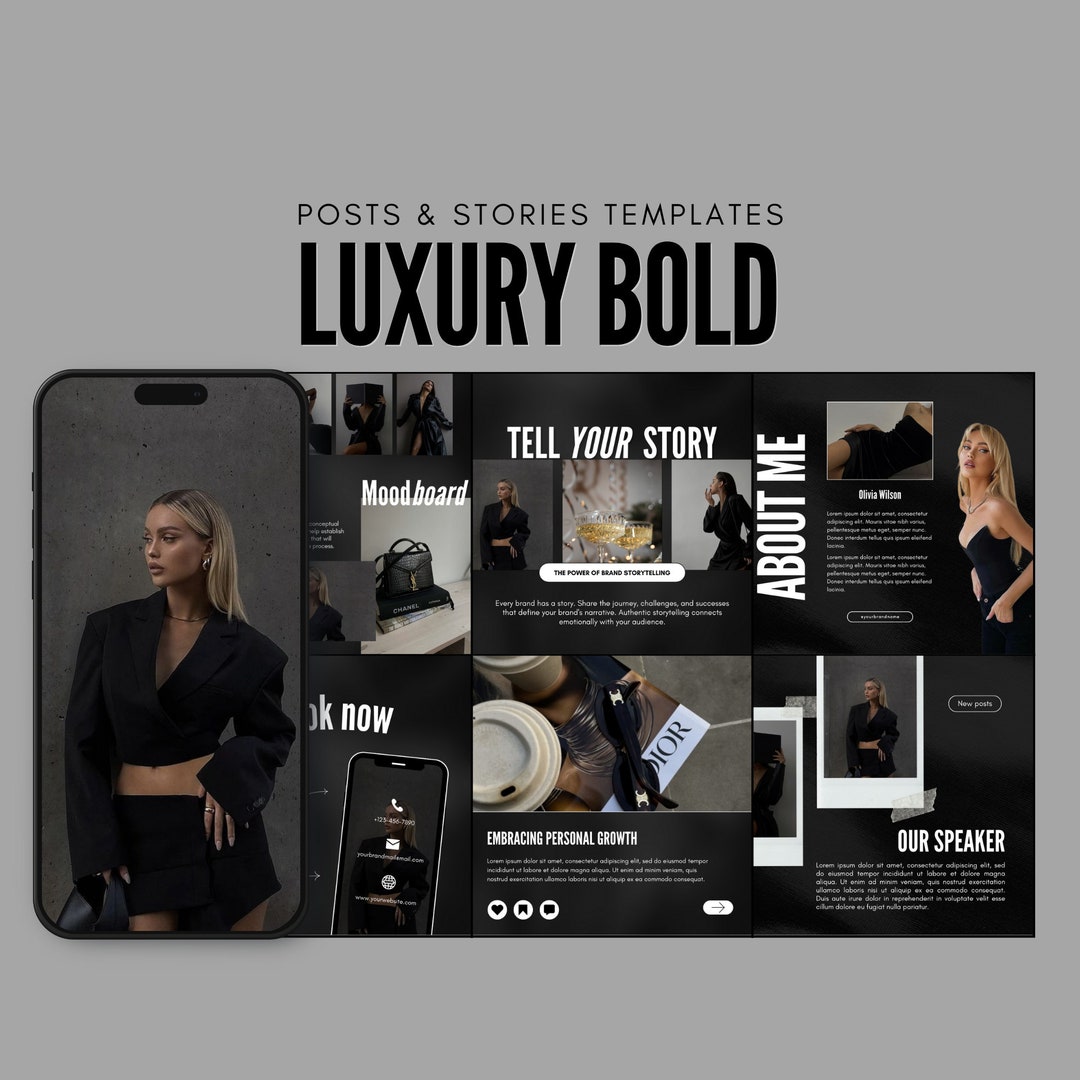 Luxury Bold Instagram Templates | Black Luxury Templates | Bold Modern ...
