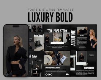 Lyxiga, djärva Instagram-mallar | Svarta, lyxiga mallar | Djärva, moderna Instagram | Minimalistiska Canva-mallar | Instagram Black