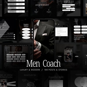 男性コーチのInstagramテンプレート | ライフコーチの男性向けInstagram投稿 | Facelees For Men Instagram投稿テンプレート | ヘルスコーチの男性向けソーシャルメディア
