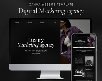 Marketing Agency Canva Website Template | Luxury Canva Website | Website template business | Luxury website Canva Booking Template