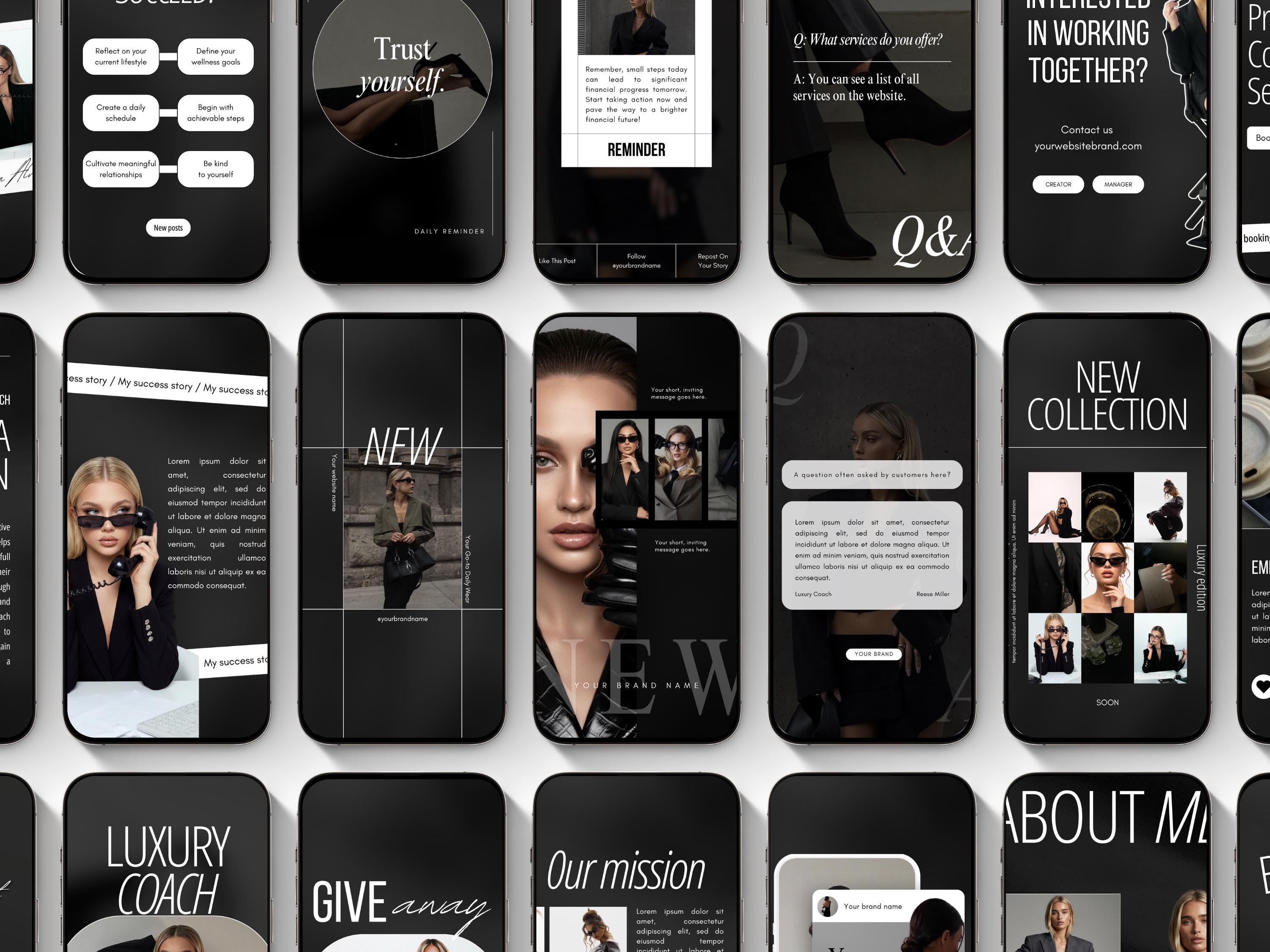 Luxury Bold Instagram Templates | Black Luxury Templates | Bold Modern ...