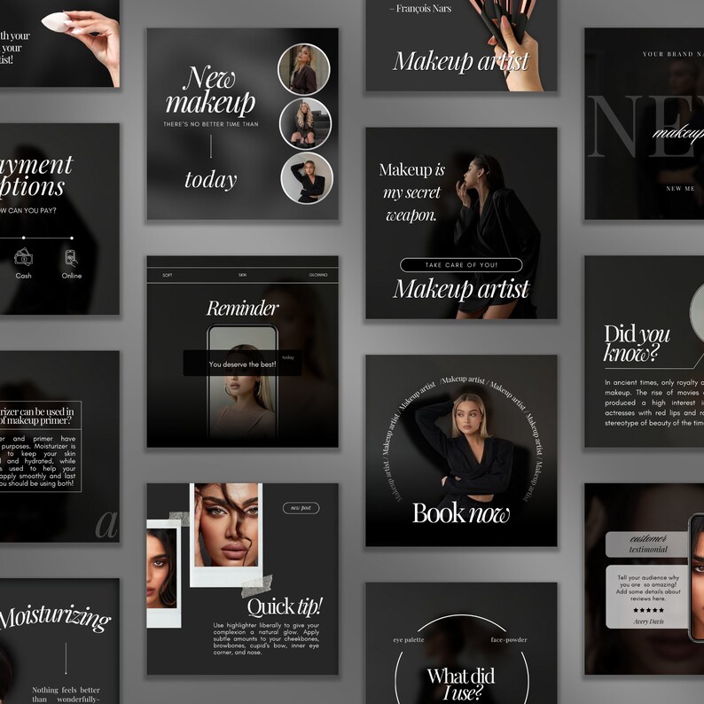 100 Luxury Makeup Artist Instagram Templates | Black Makeup Templates ...