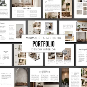 Modelo de Portfólio de Design de Interiores | Apresentação de Design de Interiores Eletrônico | Portfólio de Design de Interiores para Clientes | Designer de Portfólio Canva