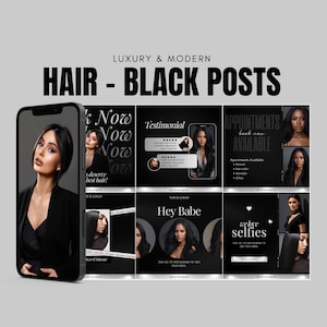 50 の黒人高級ヘアスタイリスト Instagram テンプレート | ヘアケア Instagram 投稿 | 美容師、ヘアカラーリストのチラシ | ヘアサロン ブランド チラシ