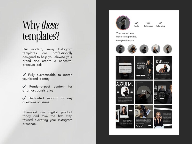 Luxury Bold Instagram Templates | Black Luxury Templates | Bold Modern ...