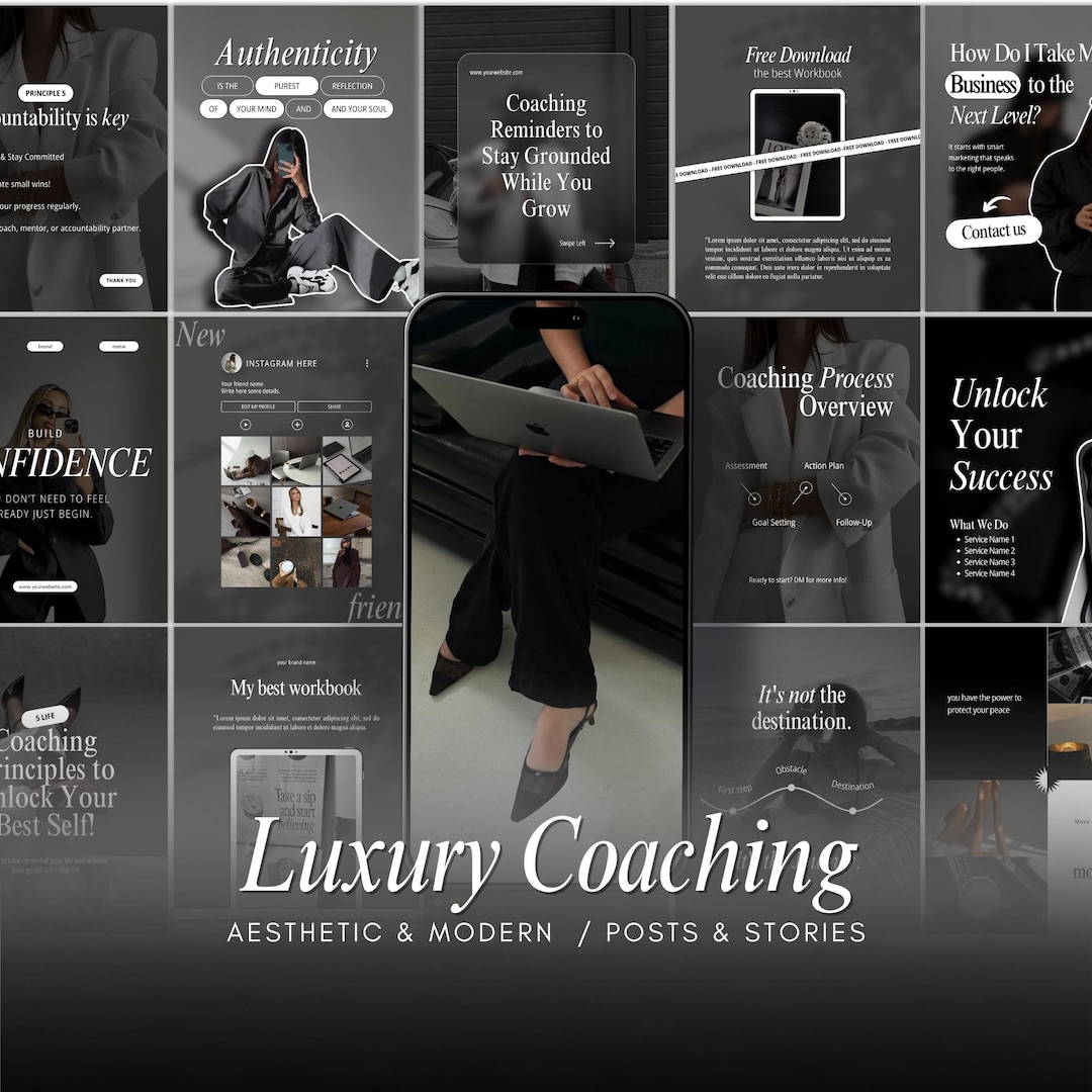 Luxury Coach Instagram Templates | Modern Black Social Media (canva) - Etsy