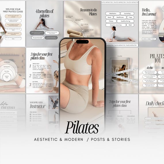 Pilates Instagram Templates | Pilates Instructor Instagram Post | Wellness Social Media | Pilates Teacher Branding | Yoga Coach Stories