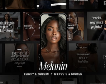 100 Melanin Instagram Templates | Faceless Melanin Instagram Post Templates | Marketing Agency Melanin Story | Digital Marketing Melanin