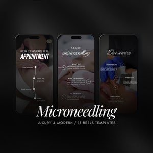 15 Microneedling Instagram Reels Templates | Esthetician Reels | Skincare Video Templates | Microneedling Templates | Skincare Canva Story