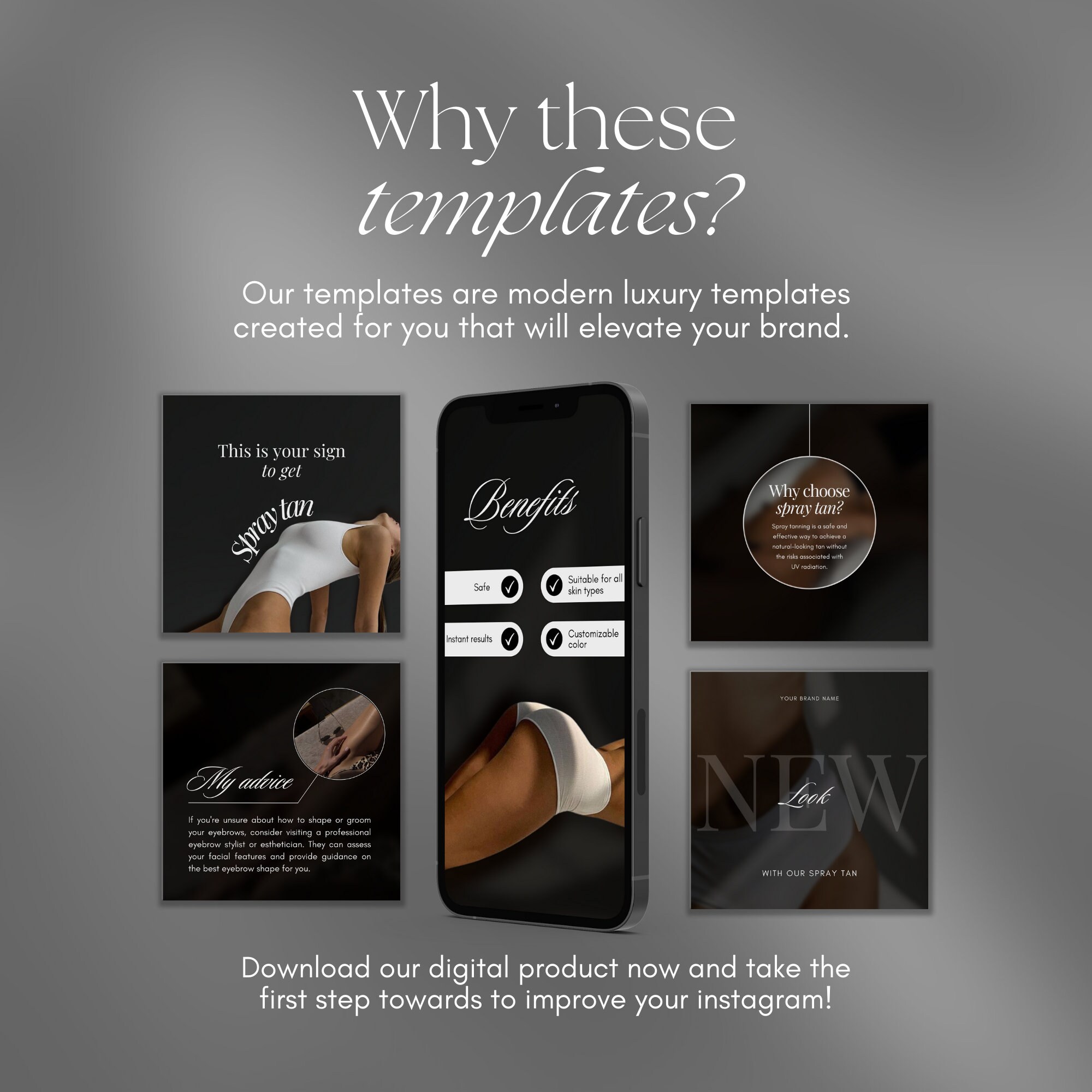 100 Luxury Black Spray Tan Instagram Templates | Spray Tanning Posts ...