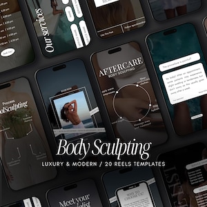 Körperformung Instagram Reels Templates | Körperkonturierung Luxus Geschichten | Coolskulptur & Holztherapie Schwarz | Schönheitssalon Rollen
