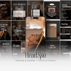 Head Spa Massage Instagram Templates | Therapist Massage Instagram Post | Social Media Hair & Scalp | Head Massage Content | Spa Marketing