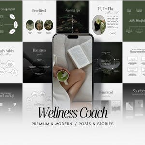 100 Wellness Coach Instagram Templates, Health Coach Social Media Post, Holistic Coach Instagram Story, Wellbeing Coach, Life Coach Template
