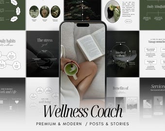 100 Wellness Coach Instagram Vorlagen, Gesundheitscoach Social Media Post, Ganzheitliche Coach Instagram Story, Wohlfühlcoach, Life Coach Template