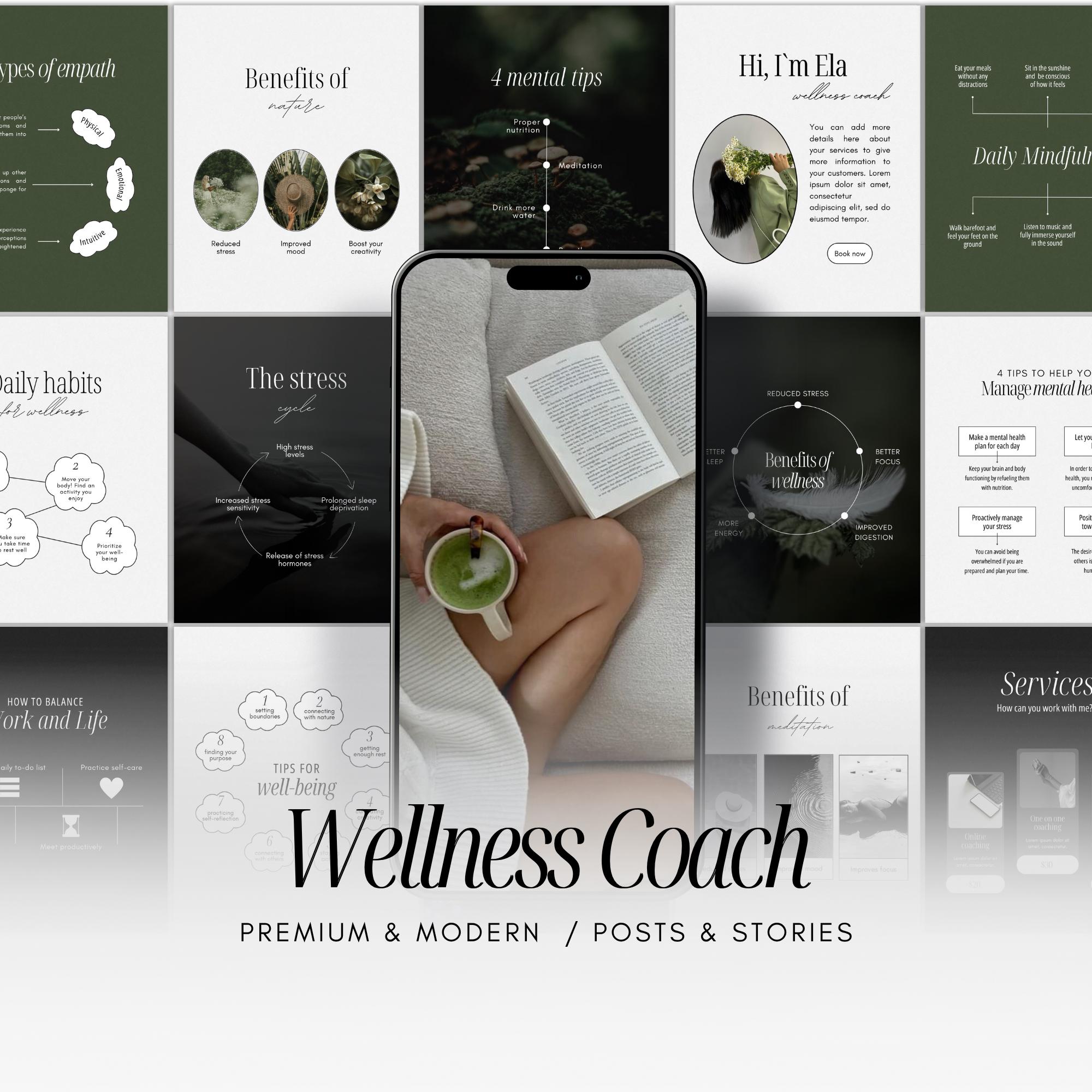 100 Wellness Coach Instagram Templates, Health Coach Social Media Post ...