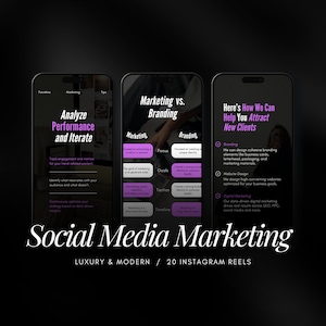 Social Media Marketing Instagram Reels Templates | Faceless Reels Template | Marketing Agency Instagram Stories | Marketing Coach Luxury