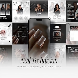 Mallar för Instagram för nageltekniker | Instagram-inlägg för nageltekniker | Mallar för sociala medier för nagelkonstnärer på Canva | Instagram-stories för nagelsalong