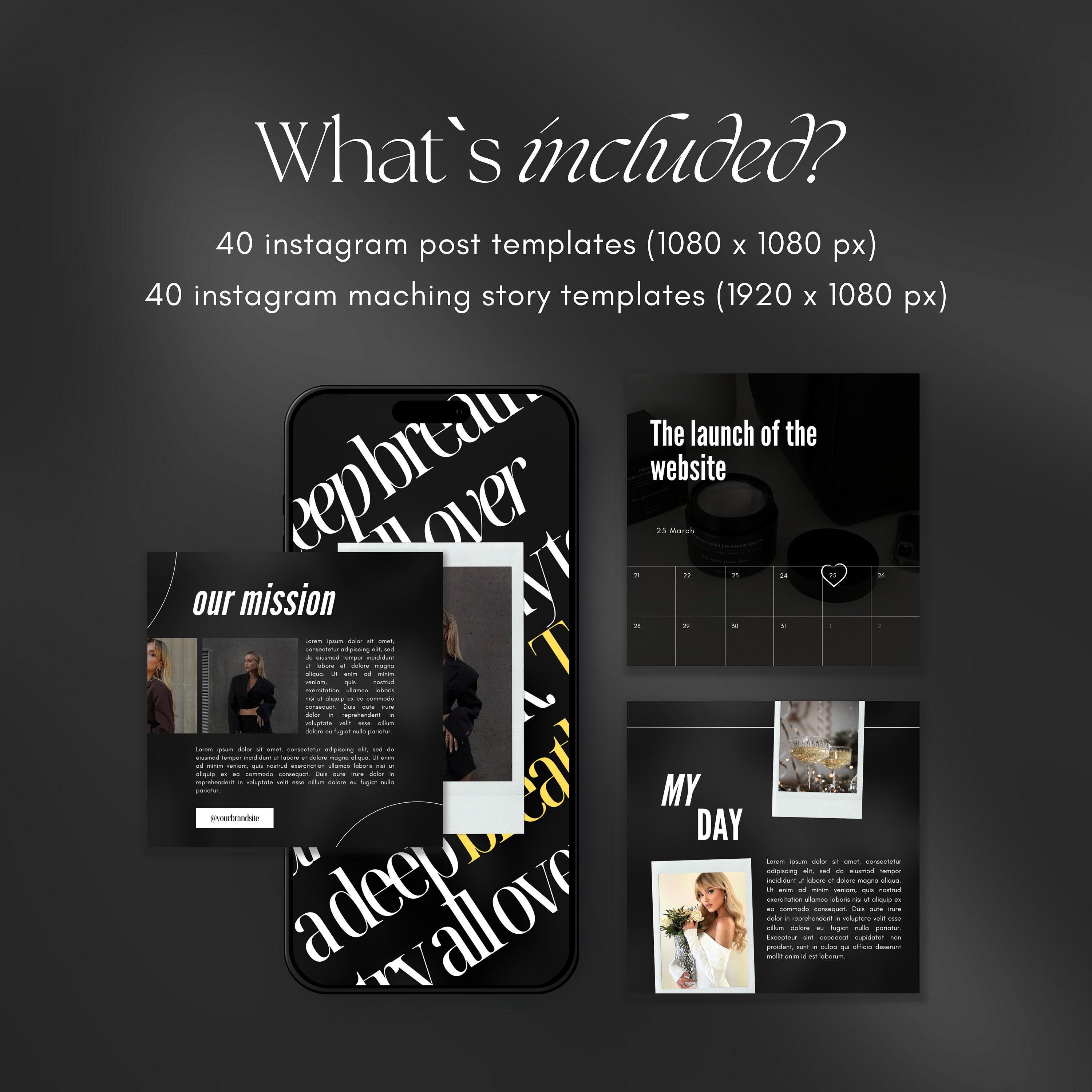 Luxury Bold Instagram Templates | Black Luxury Templates | Bold Modern ...