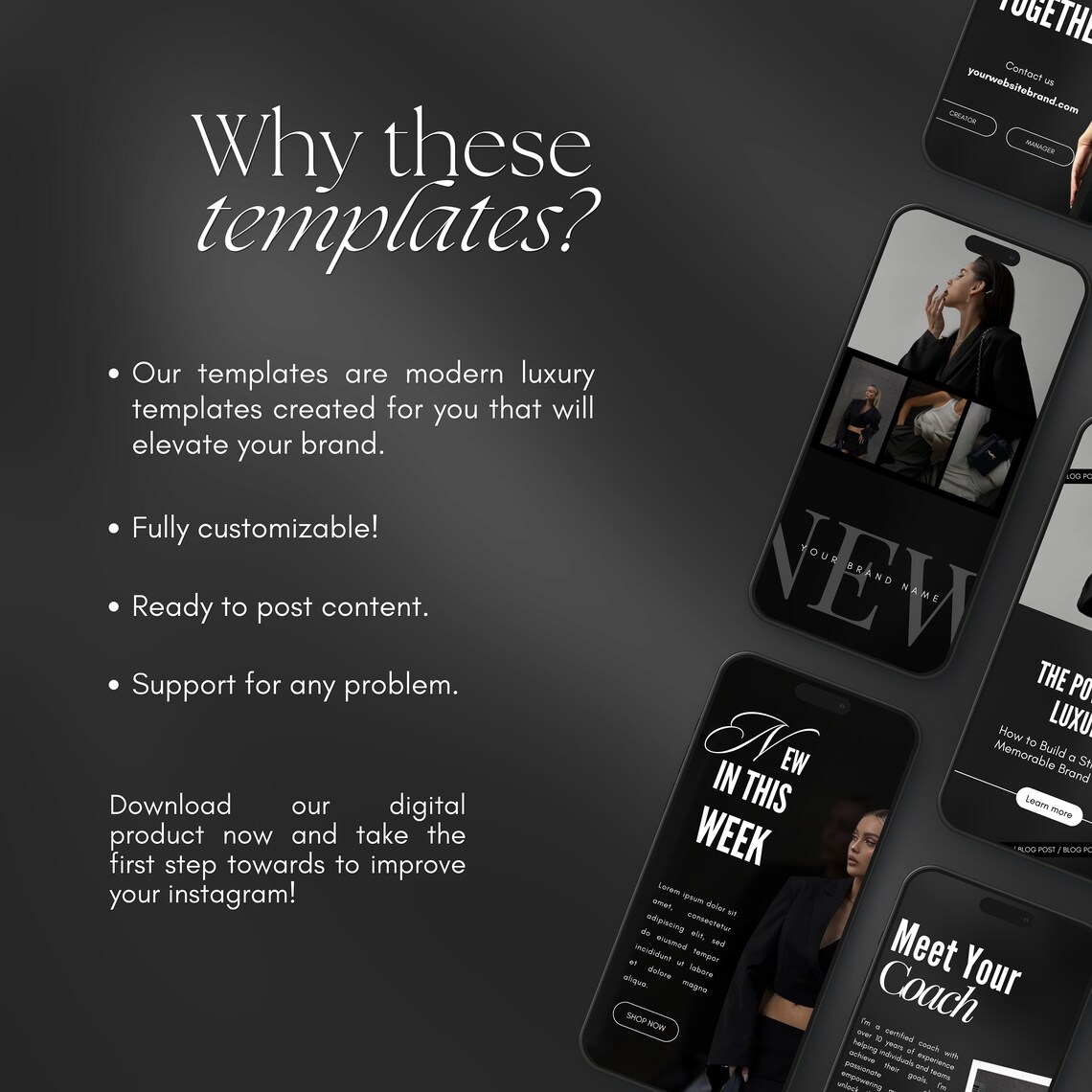 Luxury Bold Instagram Templates | Black Luxury Templates | Bold Modern ...