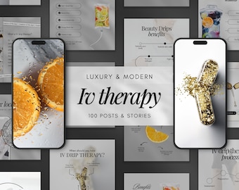 100 IV Drip Therapy Instagram Templates | Iv Hydration Stories Templates | IV Therapy White Post | Nurse Injector Iv Therapy Posts