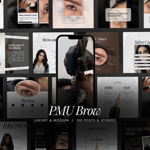 PMU Brows Instagram Templates  | Microblading Instagram Template | PMU Instagram Post | PMU Artist Stories |  Brows Social Media Template