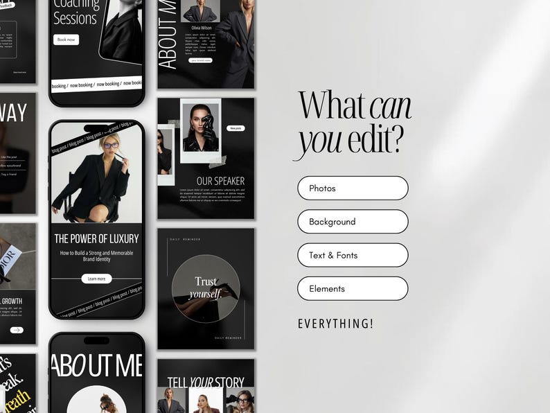 Luxury Bold Instagram Templates | Black Luxury Templates | Bold Modern ...