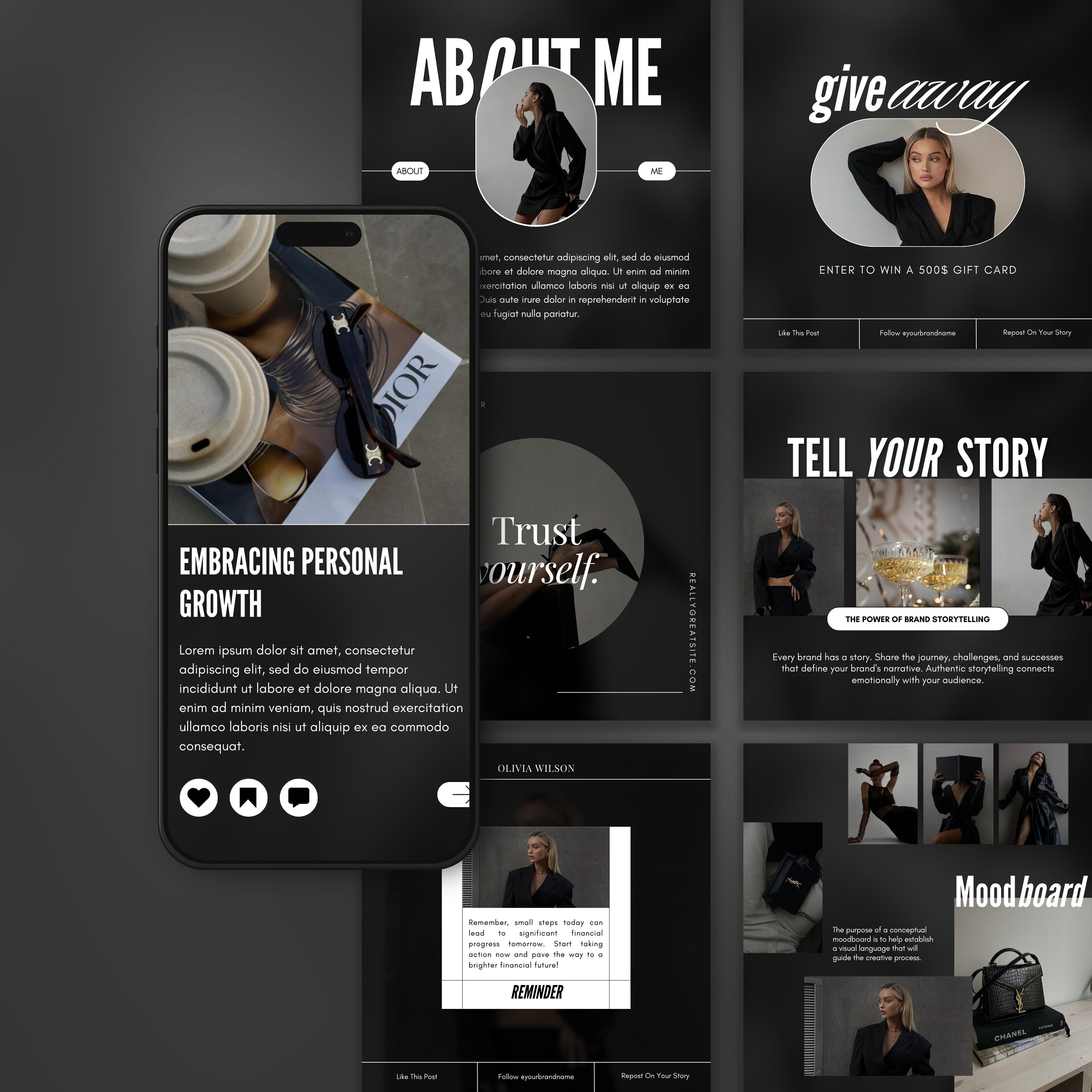 Luxury Bold Instagram Templates | Black Luxury Templates | Bold Modern ...