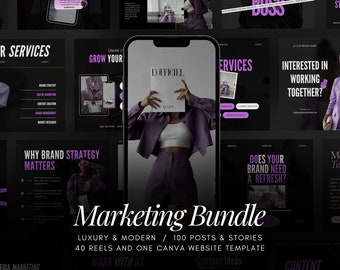 Marketing Agency Bundle Templates | Marketing Instagram Reels Templates | Marketing Canva Website | Luxury Social Media Manager Bundle Post