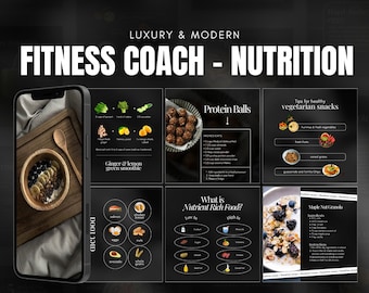 Fitness Coach Instagram Template | Nutrition Personal Trainer Storys | Gym Trainer Post | Luxury Fitness | Wellness Coach | Health Coach