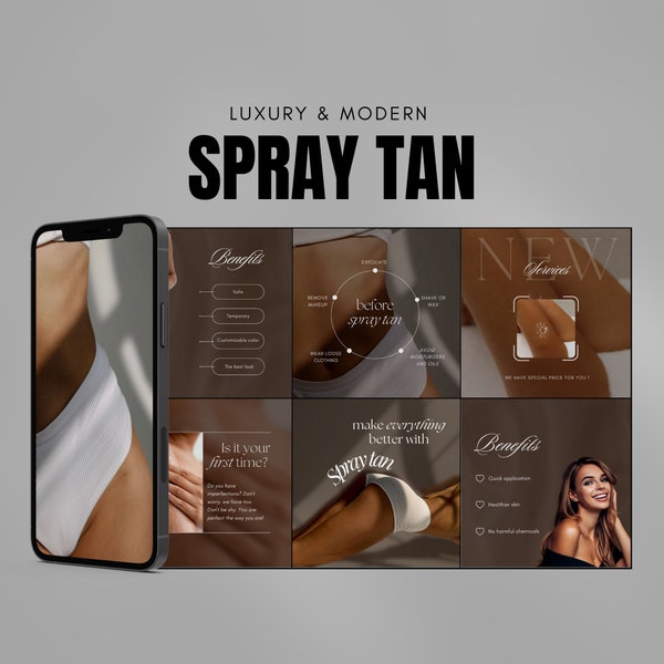 100 Luxury Spray Tan Instagram Templates | Spray Tanning Posts | Spray Tan Social Media Templates | Spray Tan Artist Canva Templates